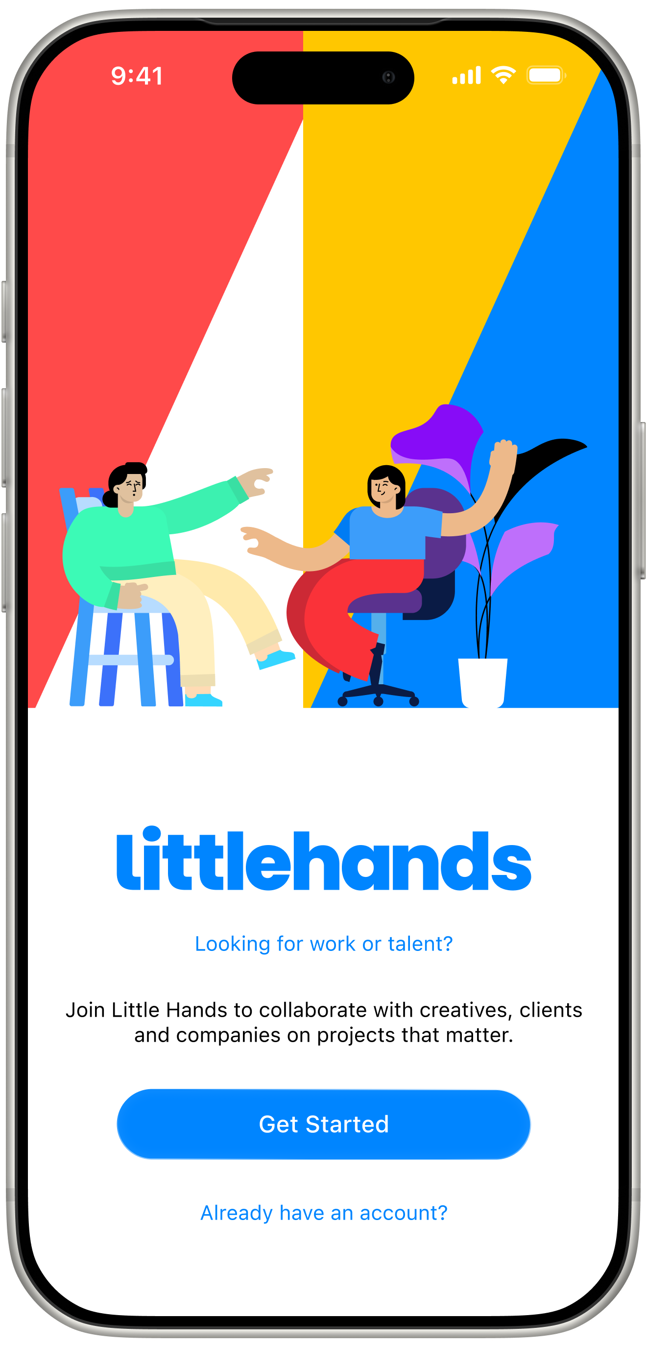 Little Hands Get Started Screen on Mobile