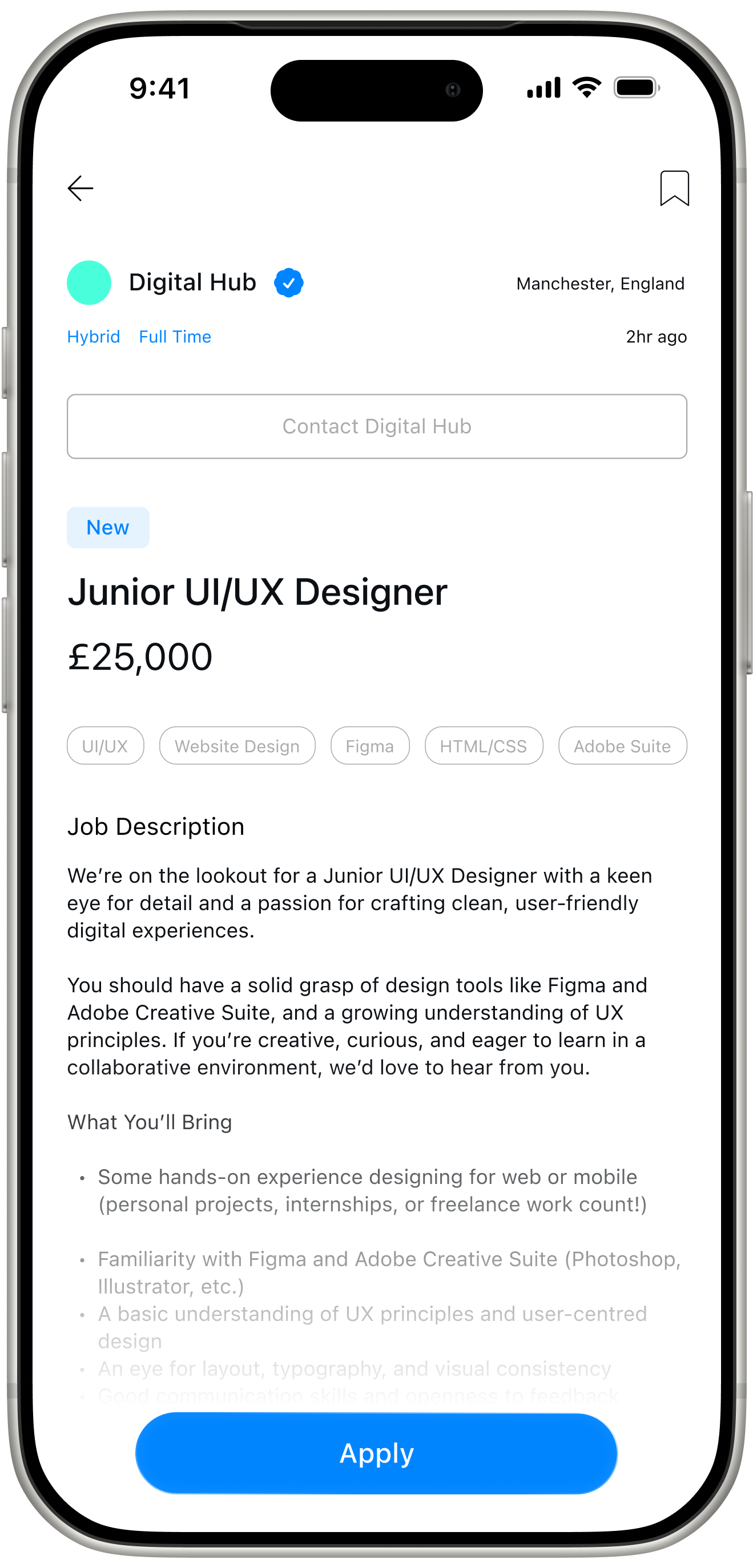 Little Hands Job Listing Screen on Mobile