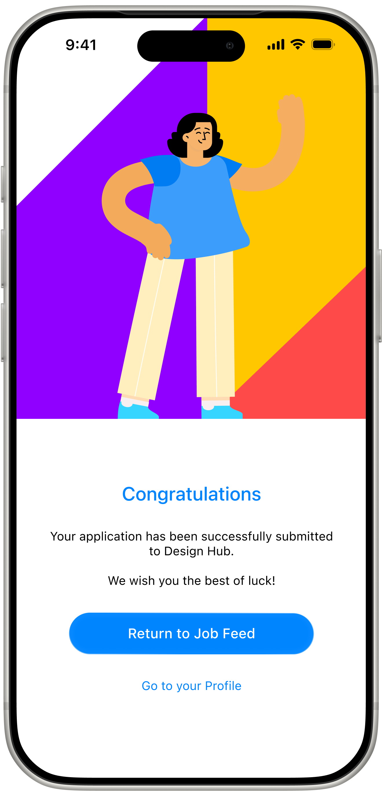 Little Hands Application Submitted Screen on Mobile